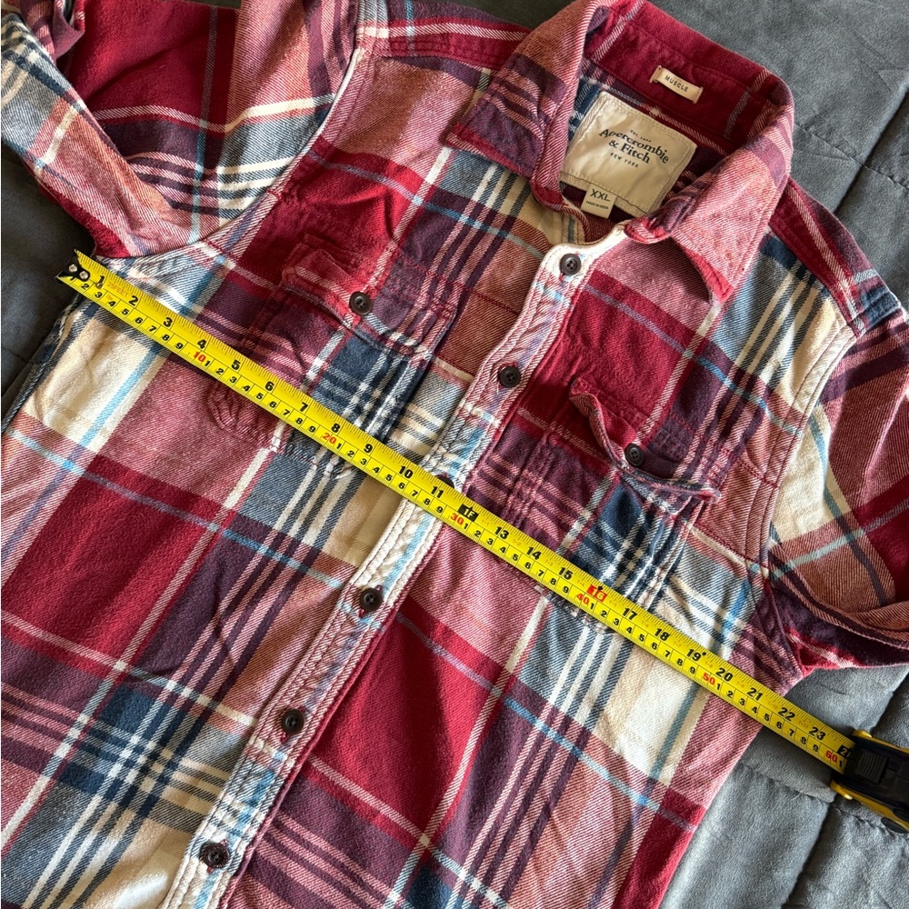 Abercrombie & Fitch Plaid Flannel Button-Up Shirt Heavy Thick Flannel Y2K - Picture 5 of 7